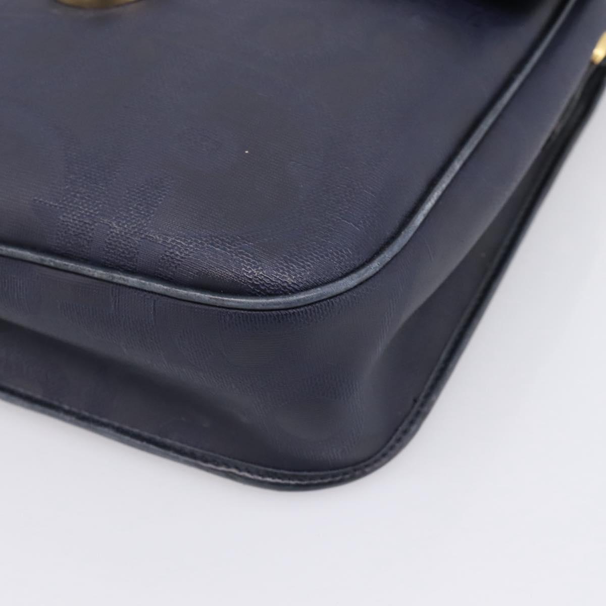 Christian Dior Trotter Canvas Shoulder Bag PVC Navy Gold Auth ep16126
