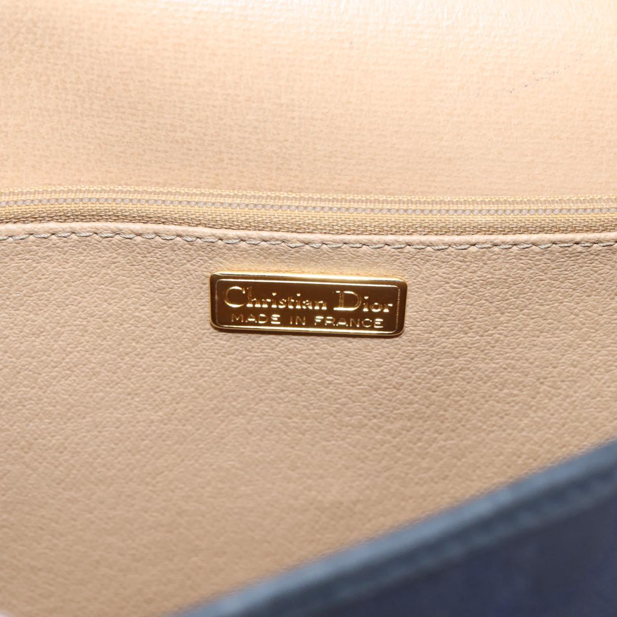 Christian Dior Trotter Canvas Shoulder Bag PVC Navy Gold Auth ep16126