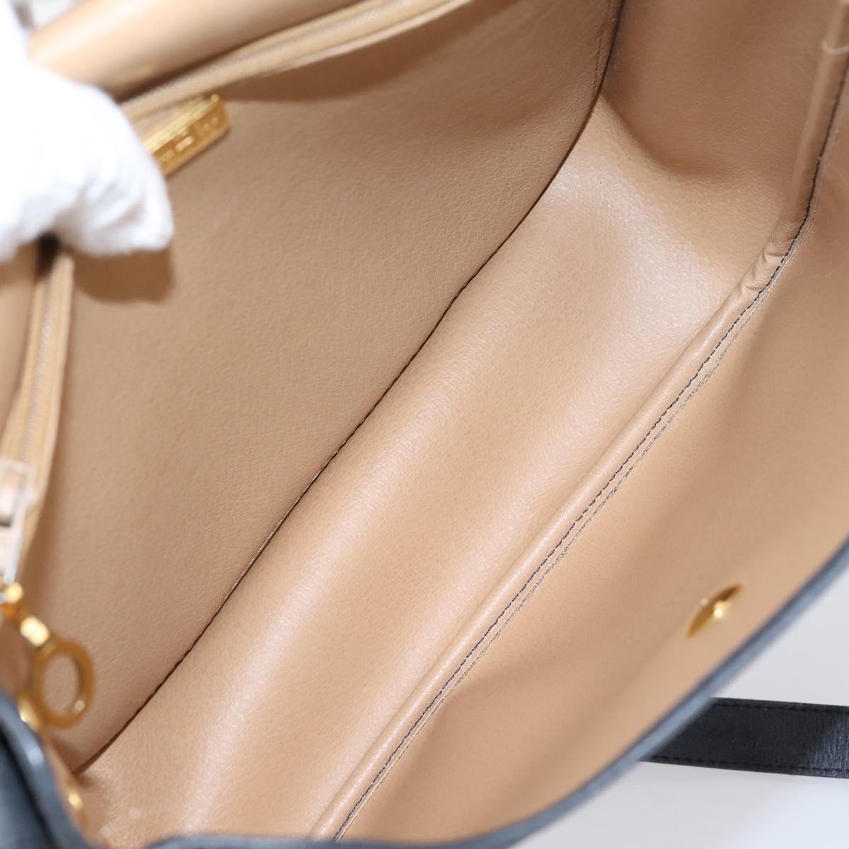 Christian Dior Trotter Canvas Shoulder Bag PVC Navy Gold Auth ep16126