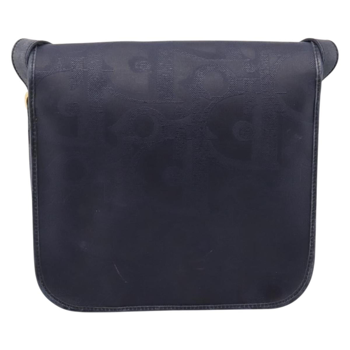 Christian Dior Trotter Canvas Shoulder Bag PVC Navy Gold Auth ep16126