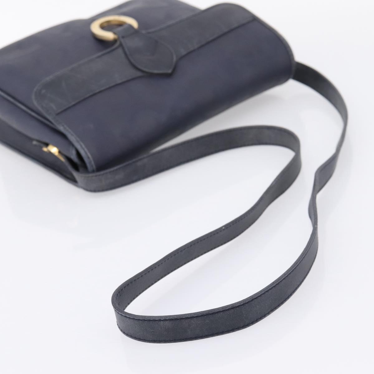 Christian Dior Trotter Canvas Shoulder Bag PVC Navy Gold Auth ep16126