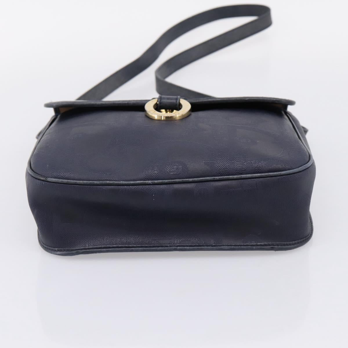 Christian Dior Trotter Canvas Shoulder Bag PVC Navy Gold Auth ep16126