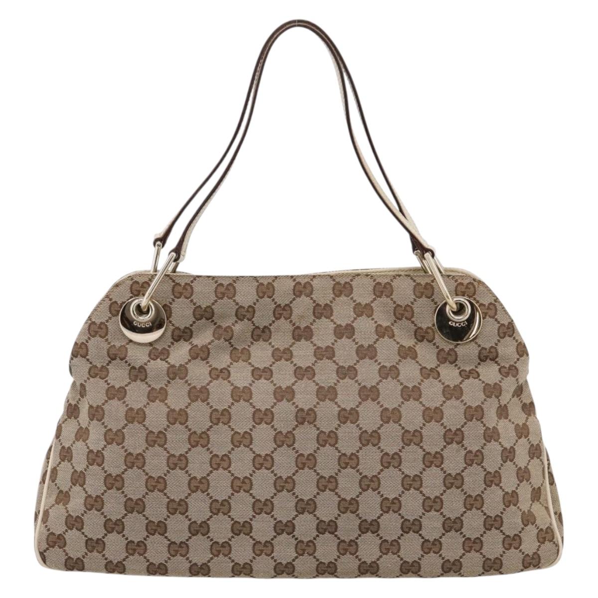 GUCCI GG Canvas Tote Bag Beige Gold 121023 Auth ep16127