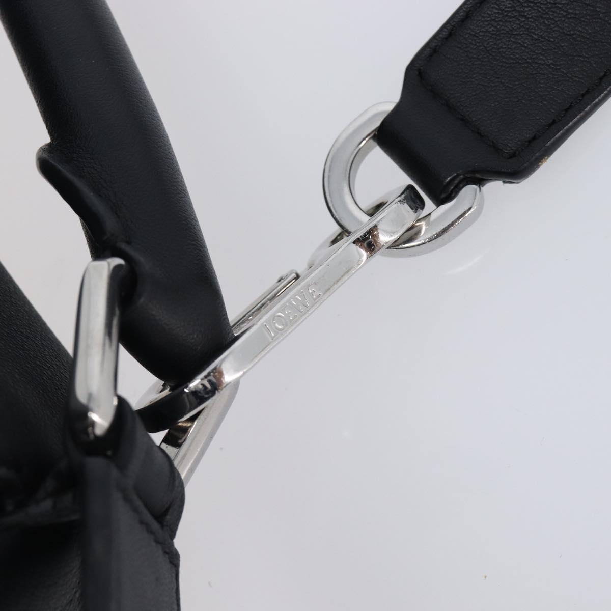 LOEWE Puzzle Bag Hand Bag Leather 2way Black Silver Auth ep16128M