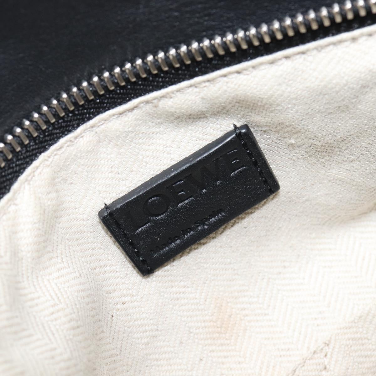 LOEWE Puzzle Bag Hand Bag Leather 2way Black Silver Auth ep16128M