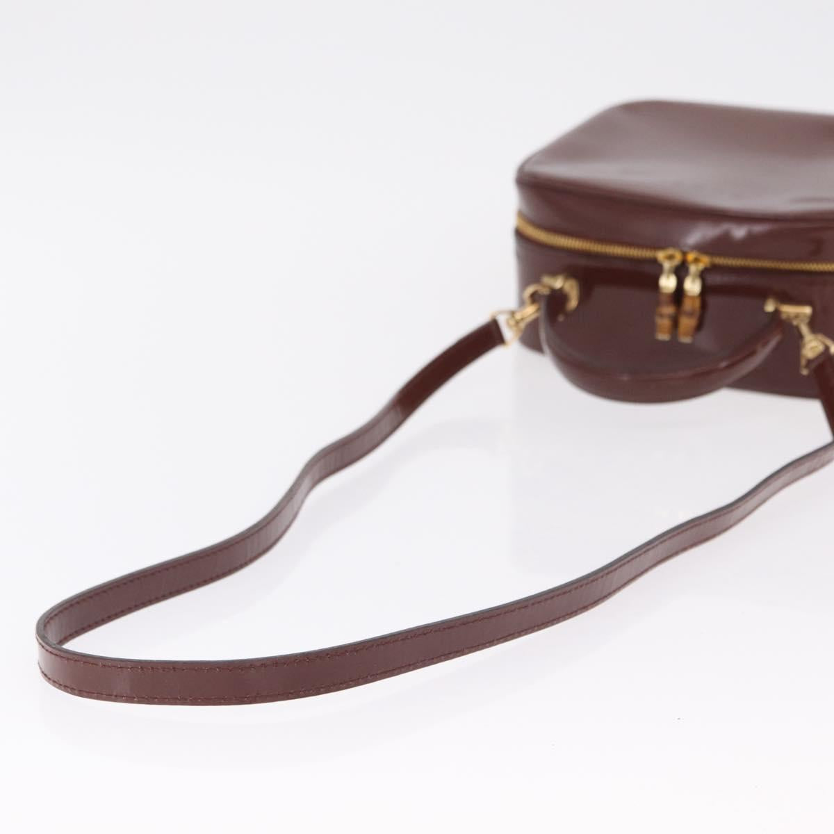 GUCCI Vanity Hand Bag Patent leather 2way Brown Gold 000 270 0323 Auth ep16129