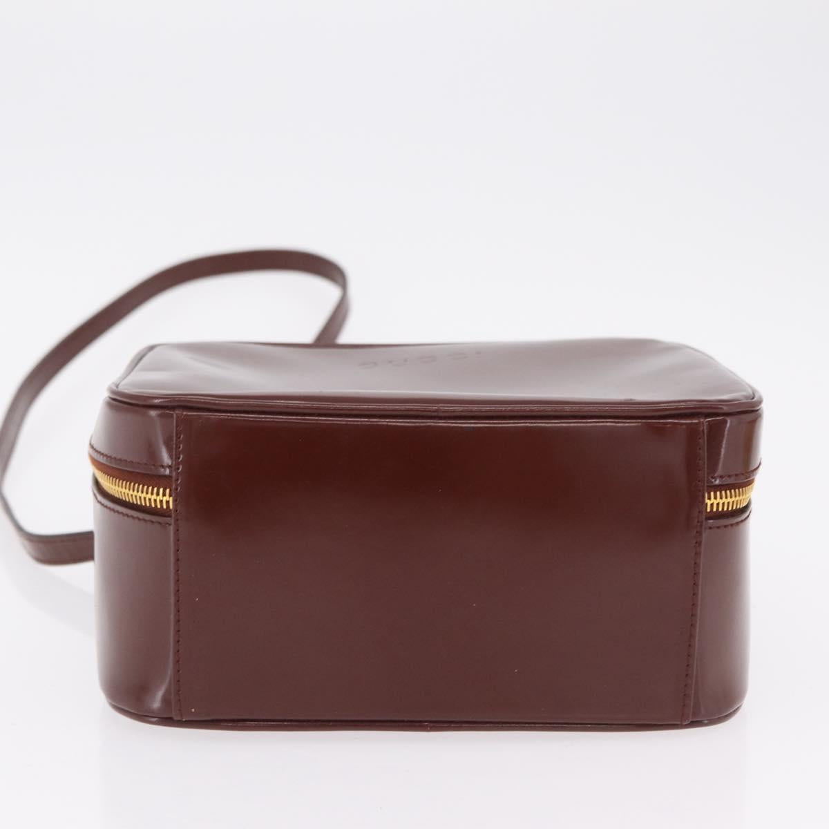 GUCCI Vanity Hand Bag Patent leather 2way Brown Gold 000 270 0323 Auth ep16129