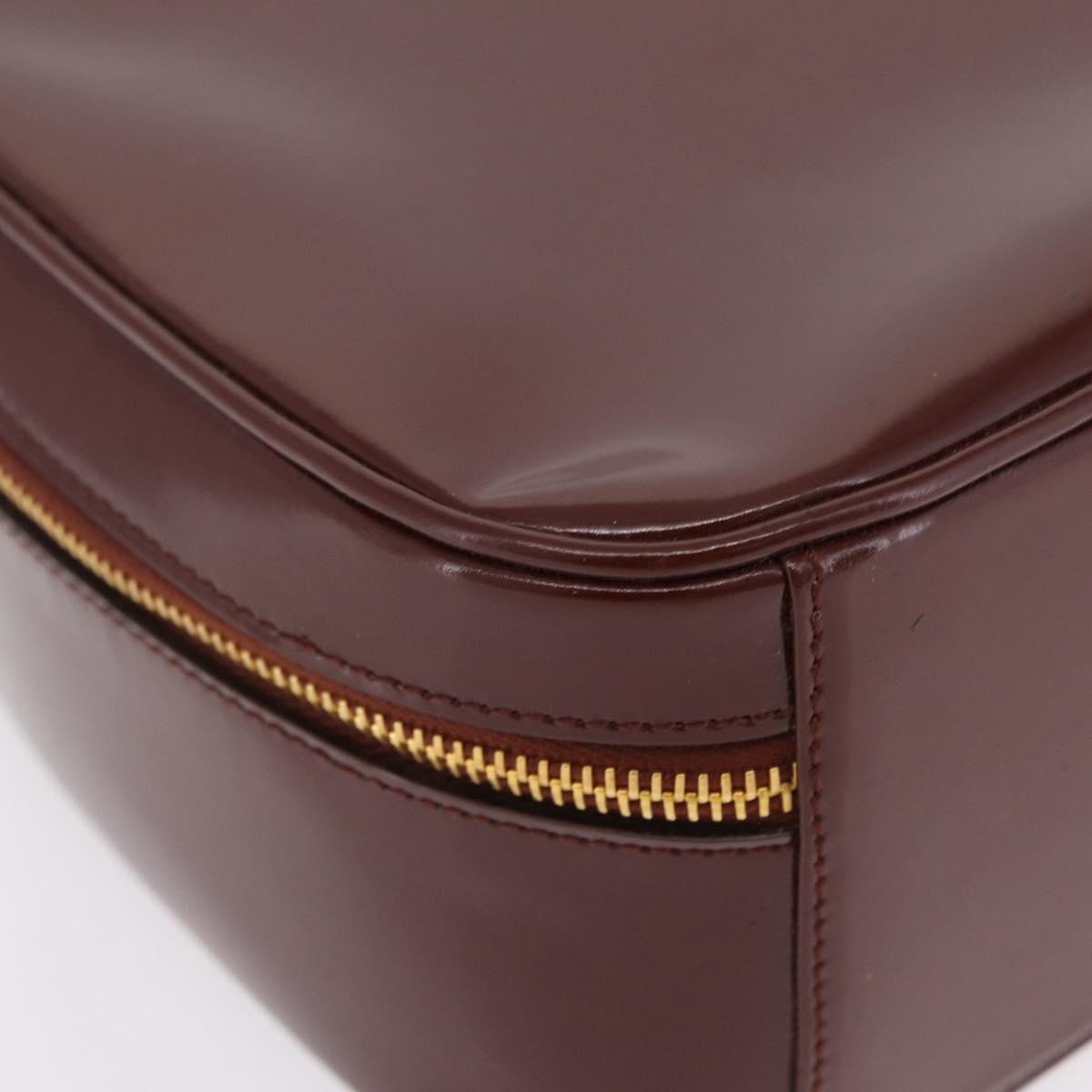 GUCCI Vanity Hand Bag Patent leather 2way Brown Gold 000 270 0323 Auth ep16129