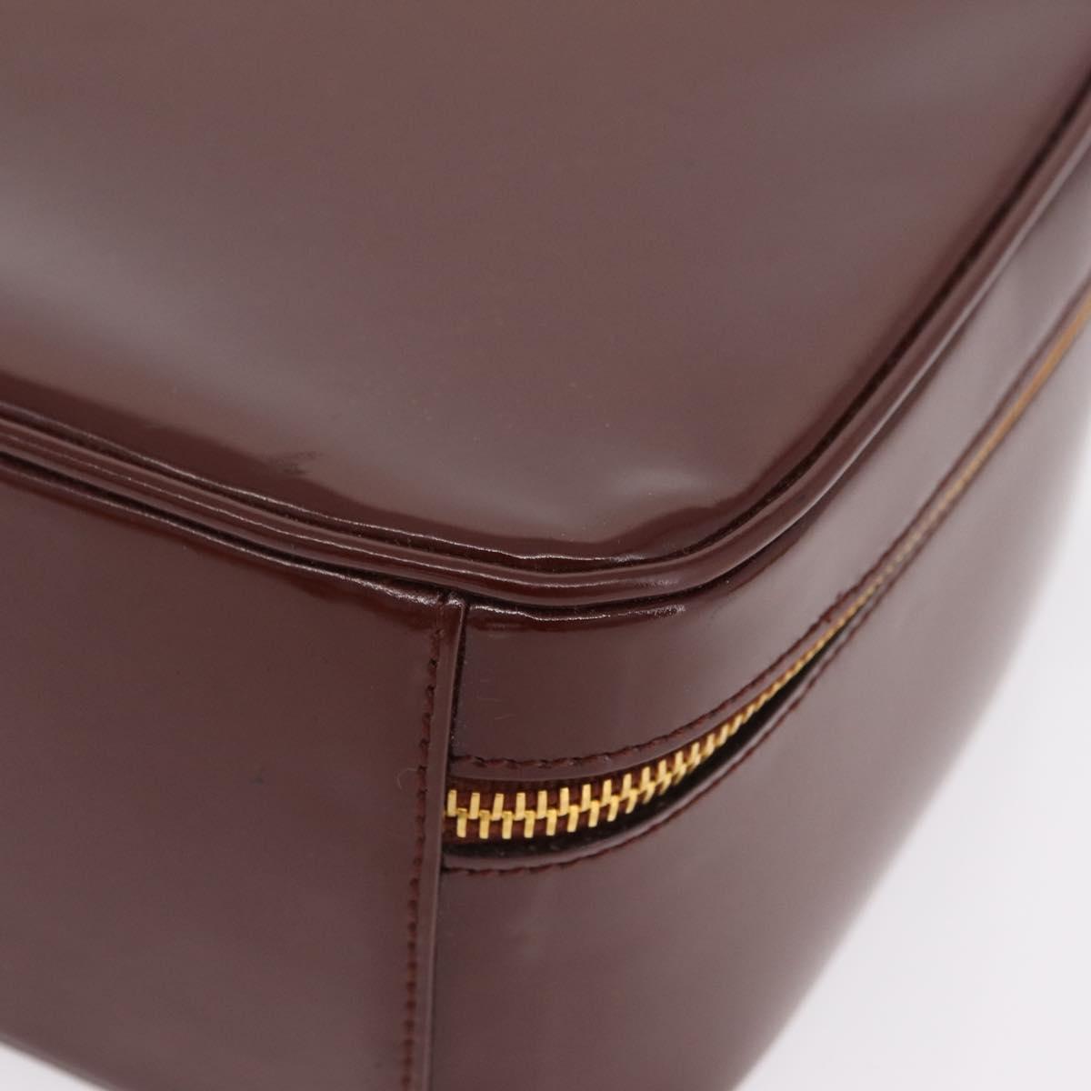 GUCCI Vanity Hand Bag Patent leather 2way Brown Gold 000 270 0323 Auth ep16129