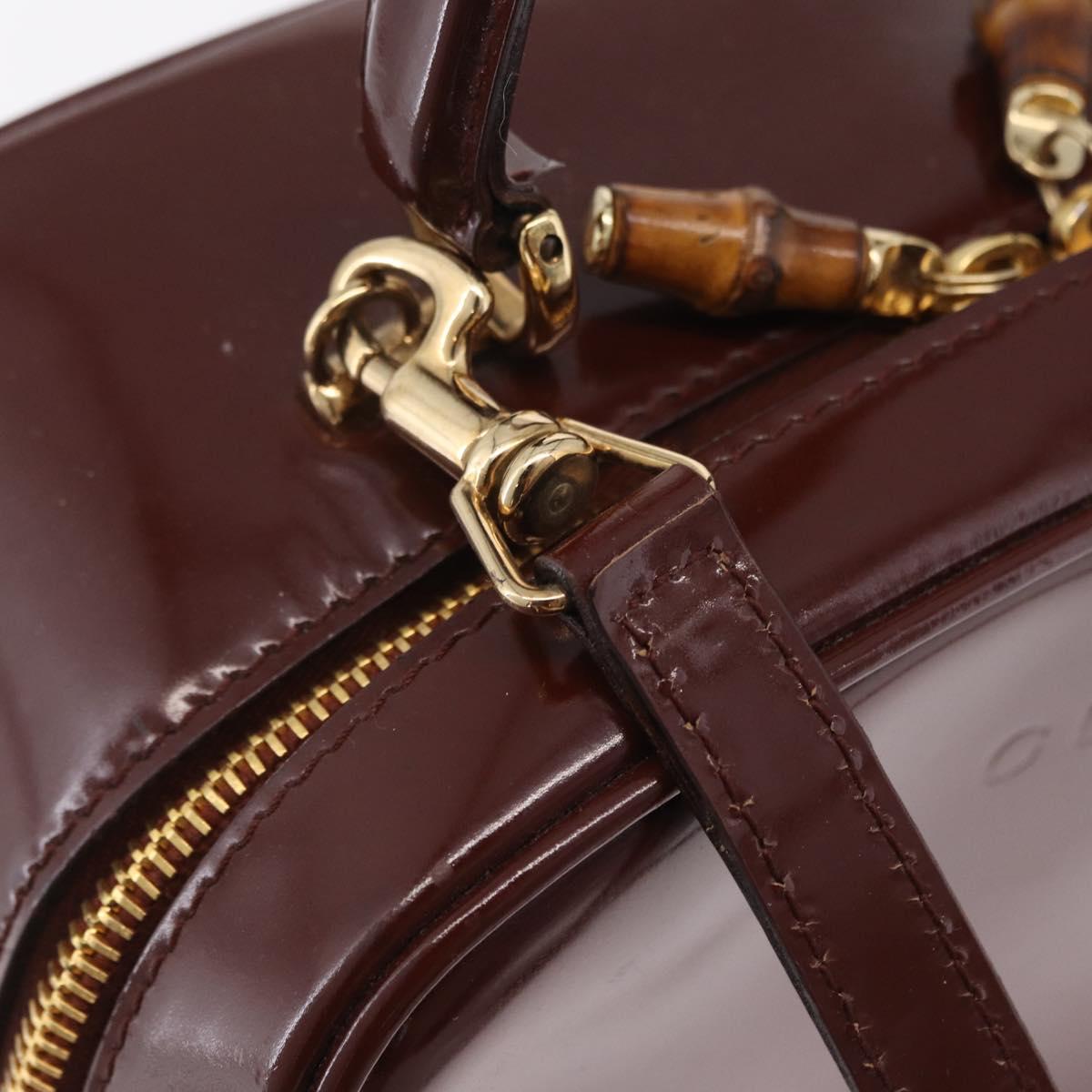 GUCCI Vanity Hand Bag Patent leather 2way Brown Gold 000 270 0323 Auth ep16129