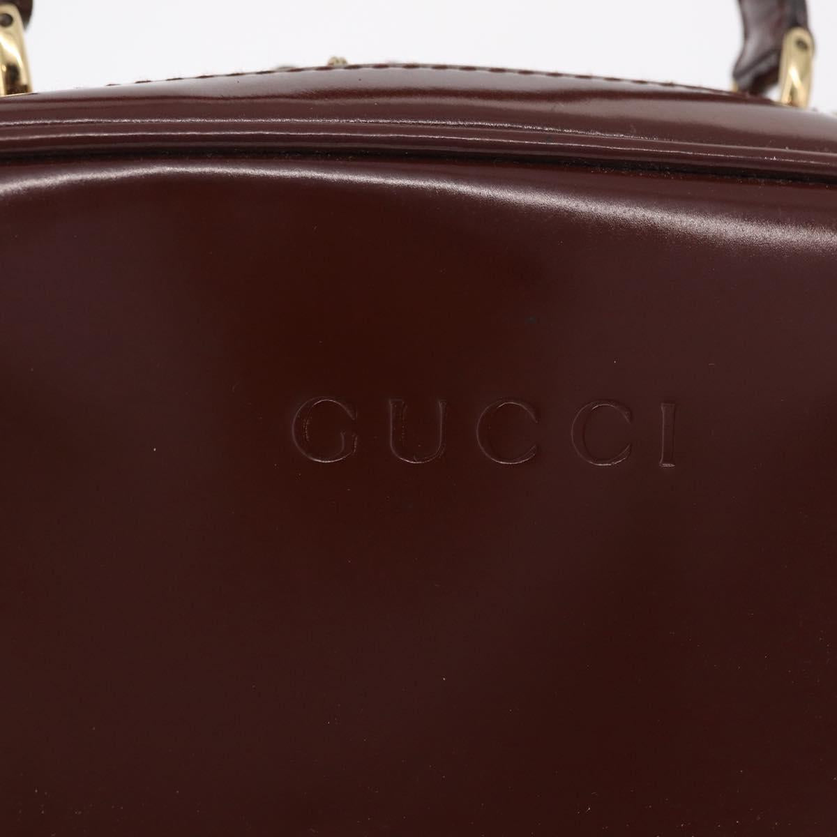 GUCCI Vanity Hand Bag Patent leather 2way Brown Gold 000 270 0323 Auth ep16129