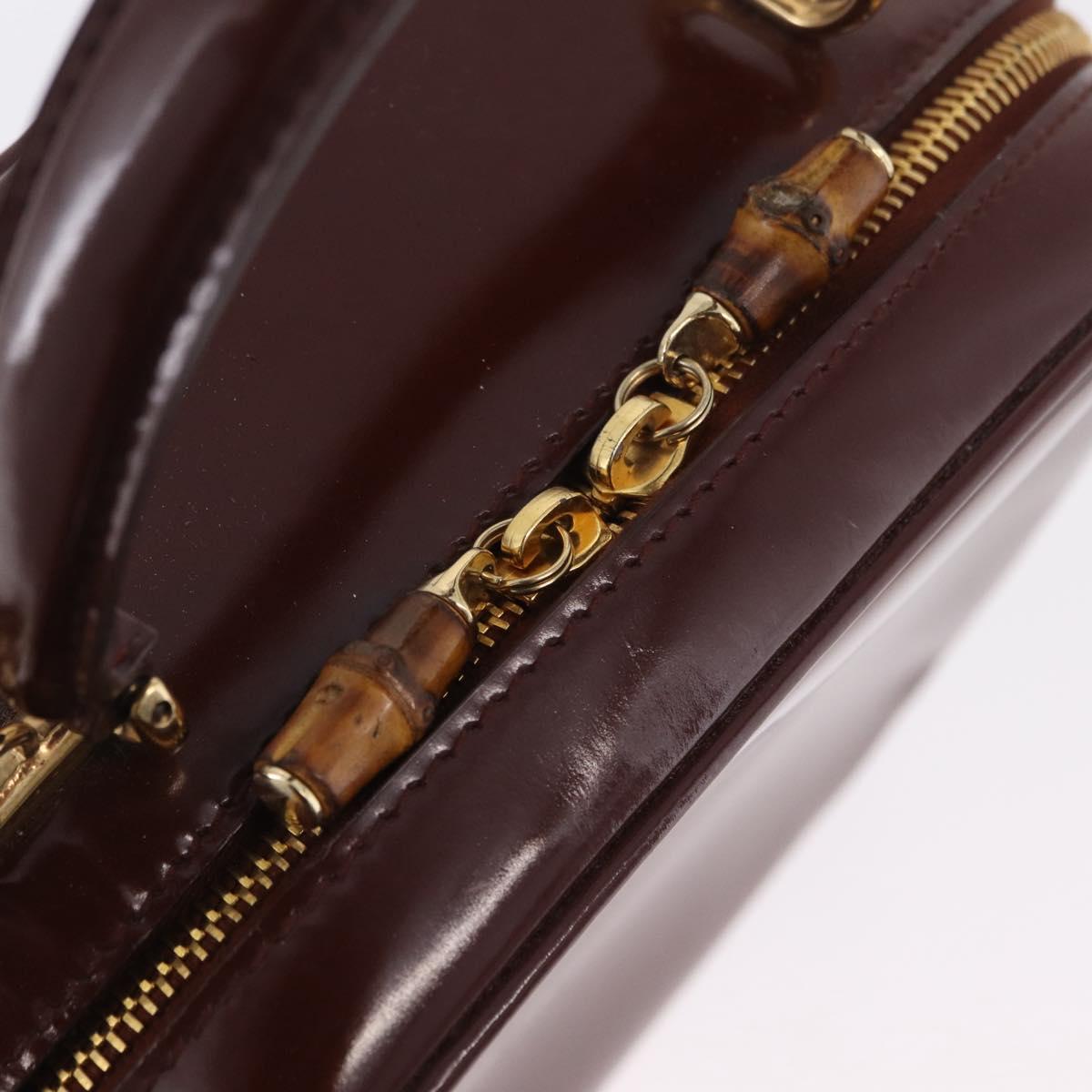 GUCCI Vanity Hand Bag Patent leather 2way Brown Gold 000 270 0323 Auth ep16129