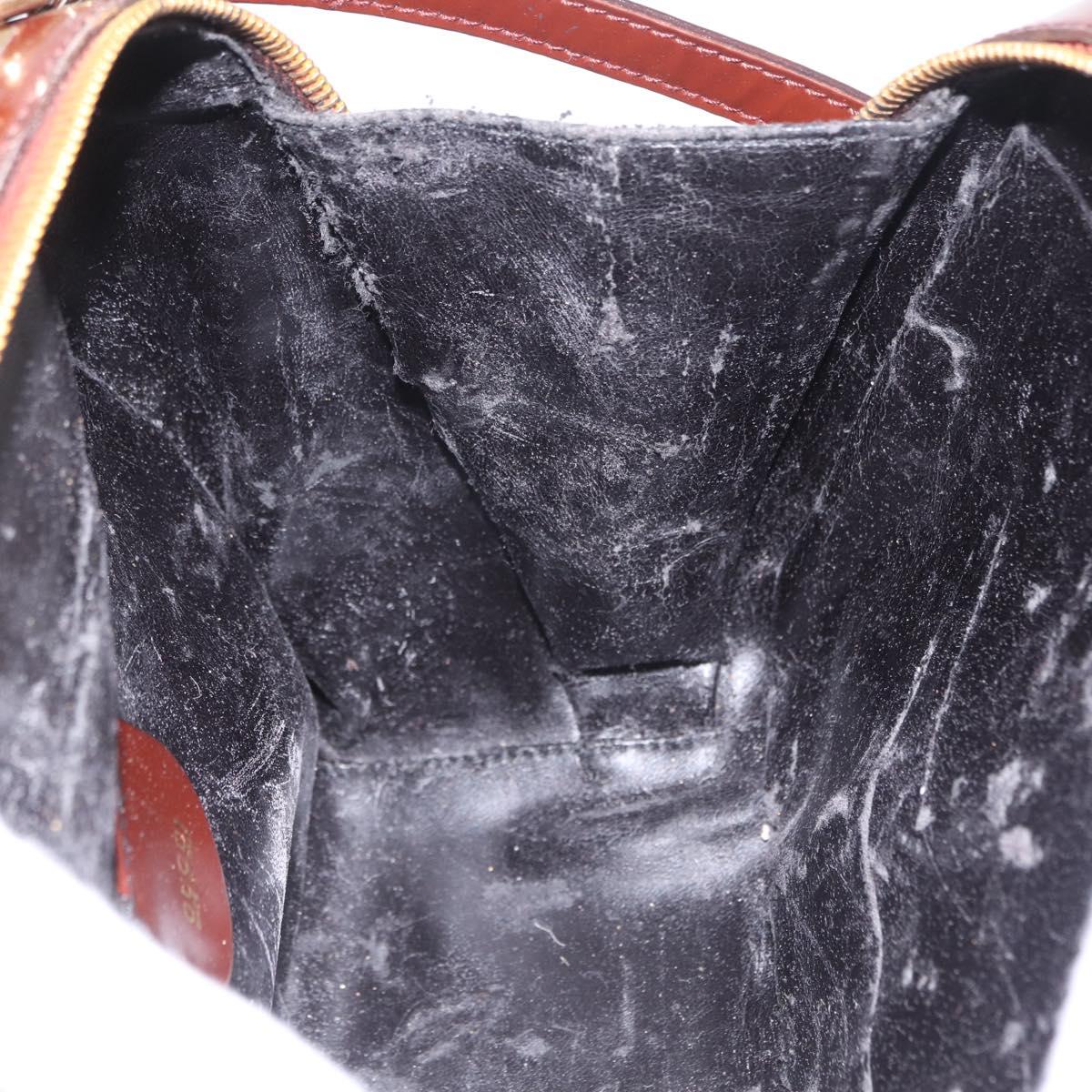 GUCCI Vanity Hand Bag Patent leather 2way Brown Gold 000 270 0323 Auth ep16129