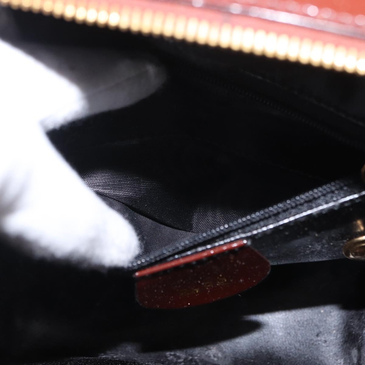 GUCCI Vanity Hand Bag Patent leather 2way Brown Gold 000 270 0323 Auth ep16129