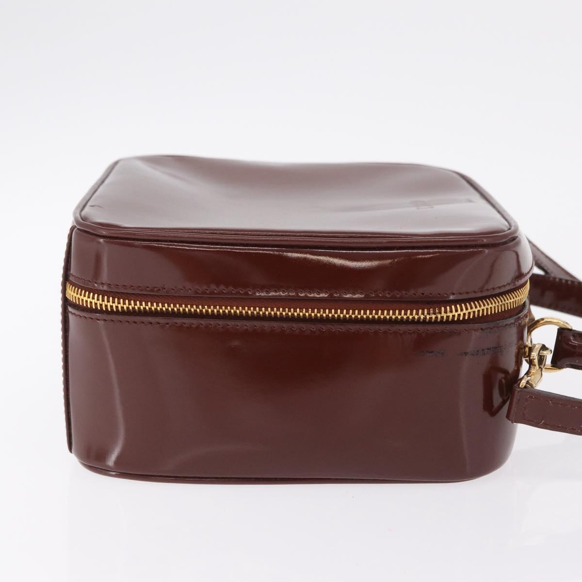 GUCCI Vanity Hand Bag Patent leather 2way Brown Gold 000 270 0323 Auth ep16129