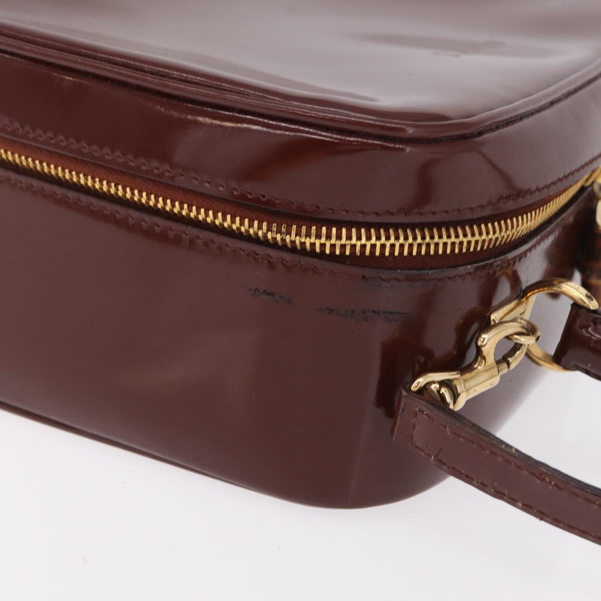 GUCCI Vanity Hand Bag Patent leather 2way Brown Gold 000 270 0323 Auth ep16129