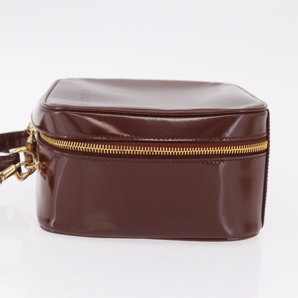 GUCCI Vanity Hand Bag Patent leather 2way Brown Gold 000 270 0323 Auth ep16129