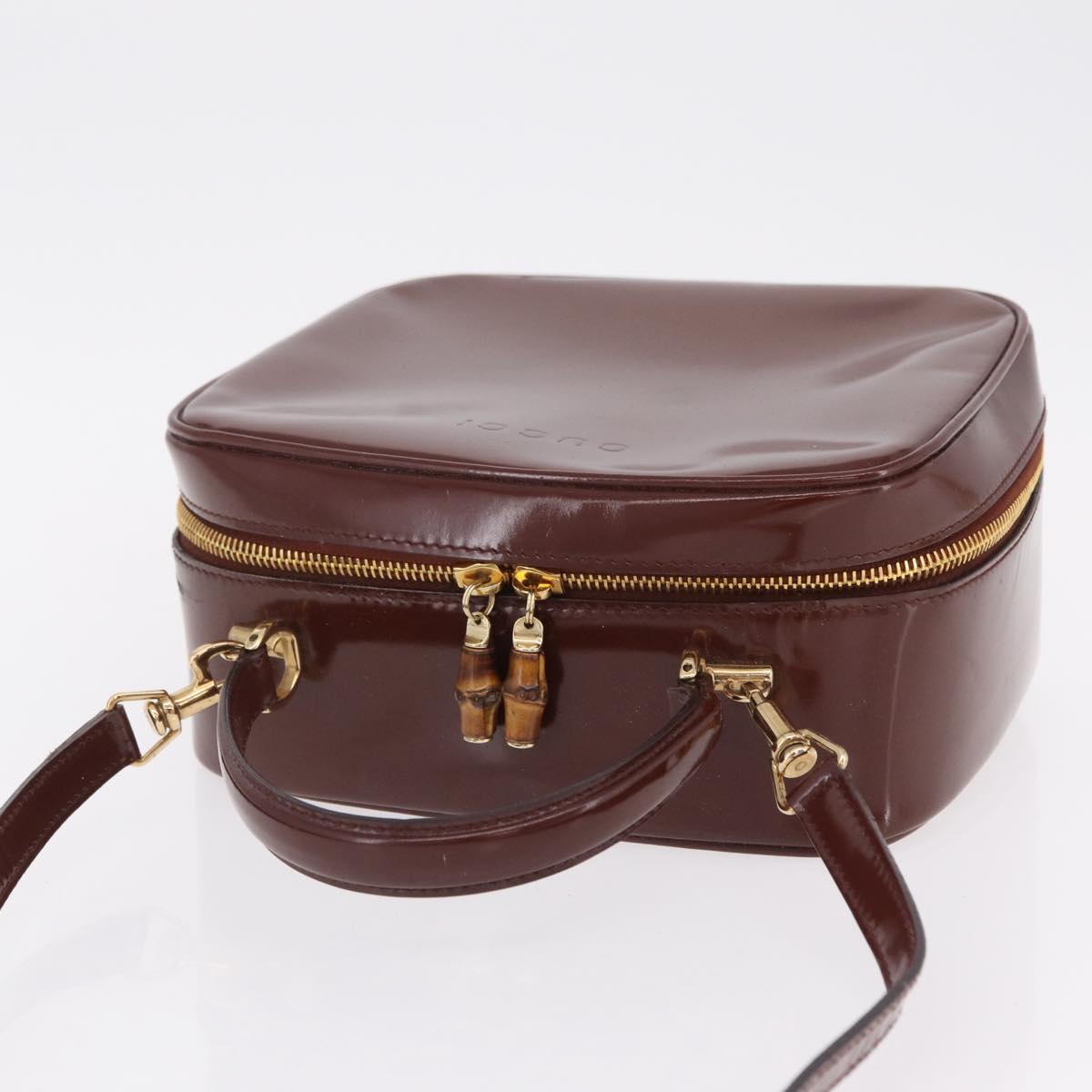 GUCCI Vanity Hand Bag Patent leather 2way Brown Gold 000 270 0323 Auth ep16129