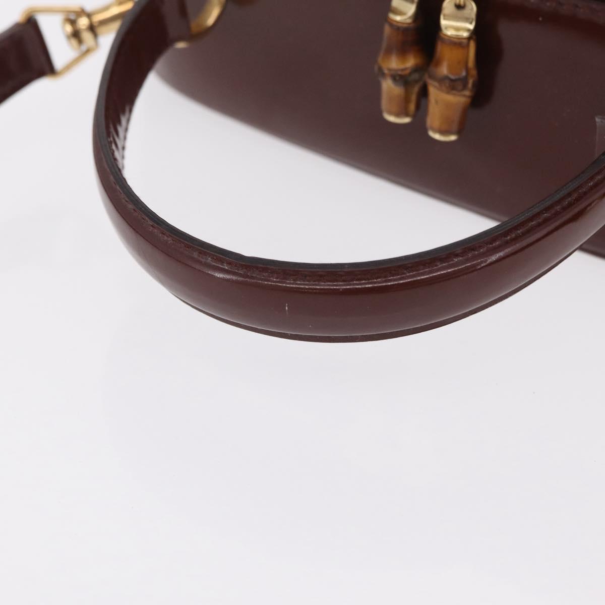 GUCCI Vanity Hand Bag Patent leather 2way Brown Gold 000 270 0323 Auth ep16129