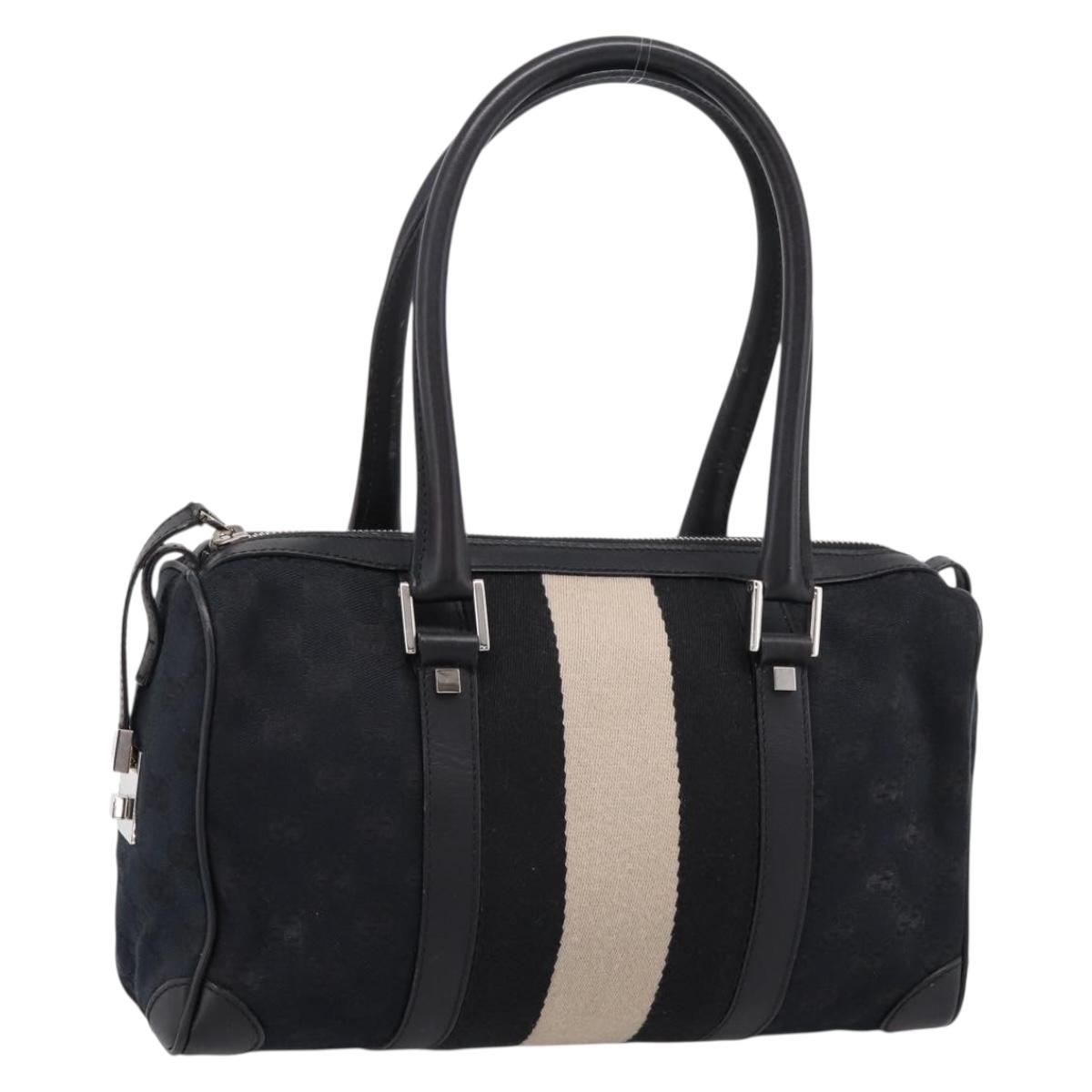 GUCCI GG Canvas Hand Bag Black Silver 000 0851 3754 Auth ep16134