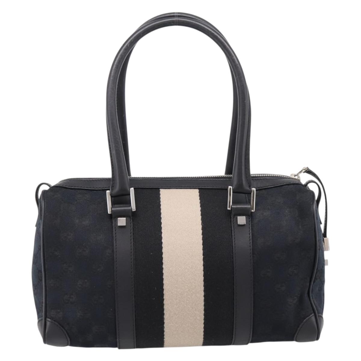 GUCCI GG Canvas Hand Bag Black Silver 000 0851 3754 Auth ep16134