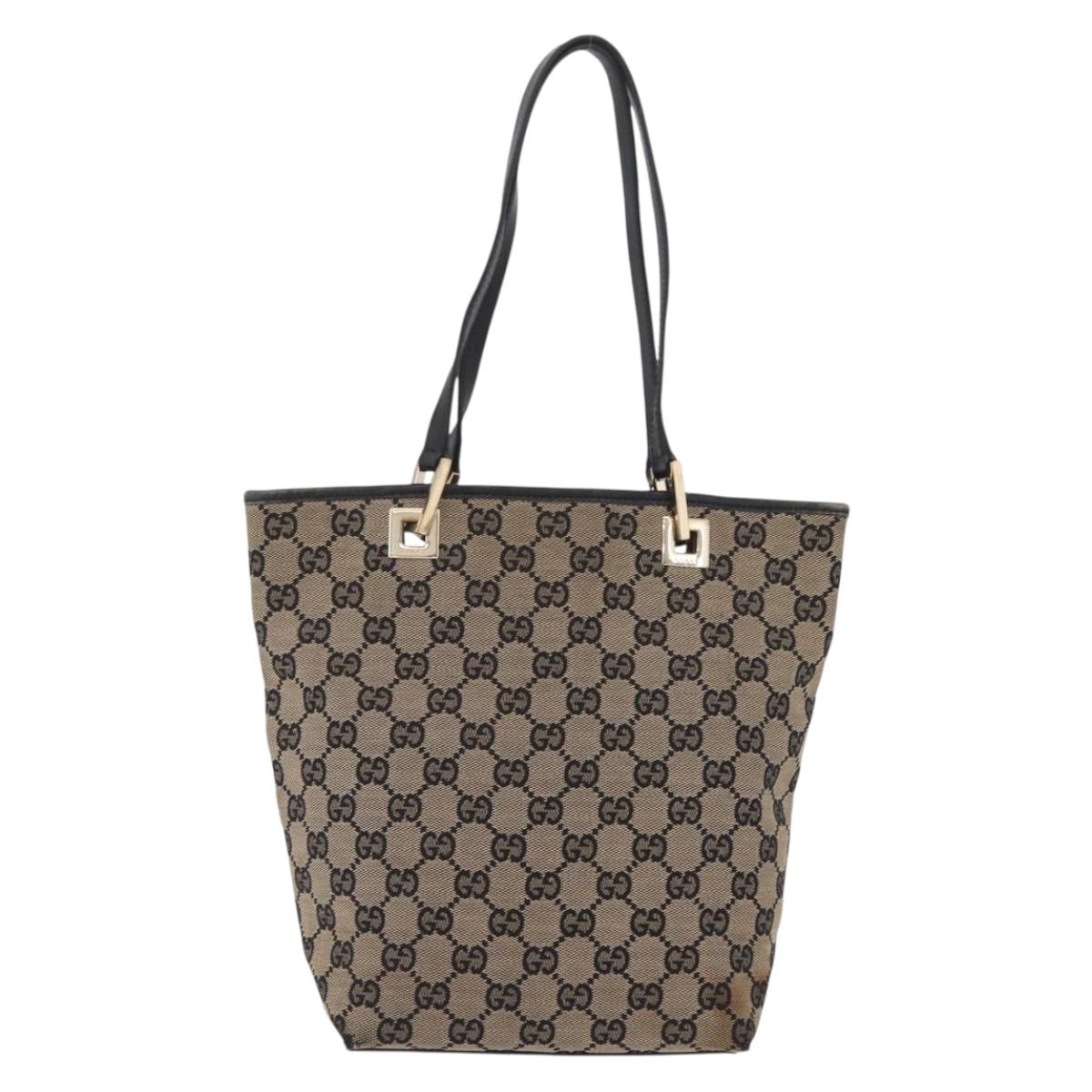 GUCCI GG Canvas Tote Bag Beige Gold 002 1099 Auth ep16137