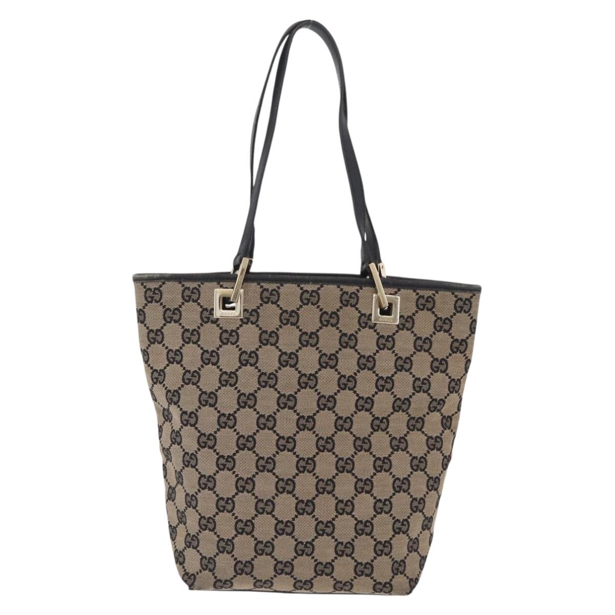 GUCCI GG Canvas Tote Bag Beige Gold 002 1099 Auth ep16137