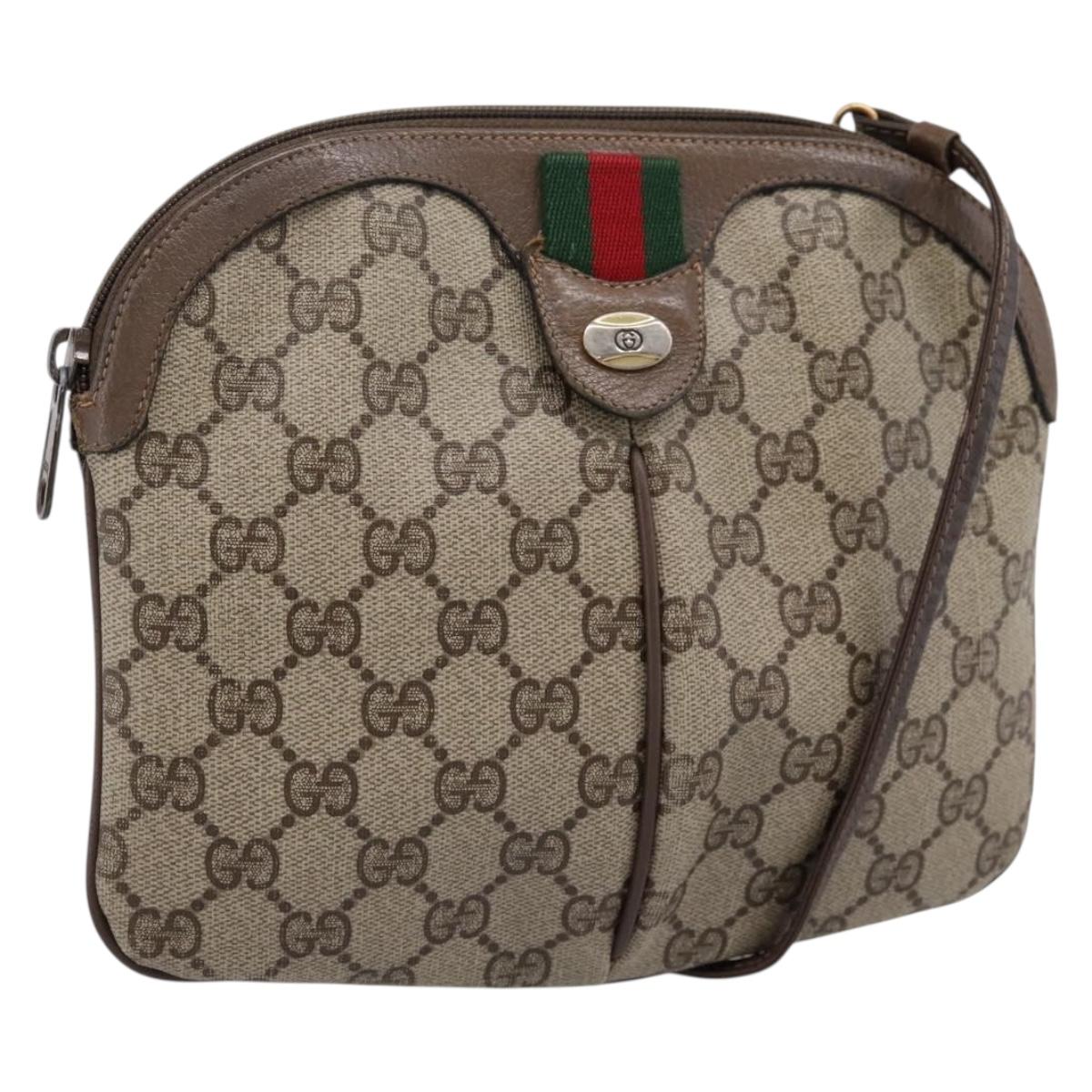 GUCCI GG Supreme Web Sherry Line Bag PVC Beige Gold 904 02 047 Auth ep16142