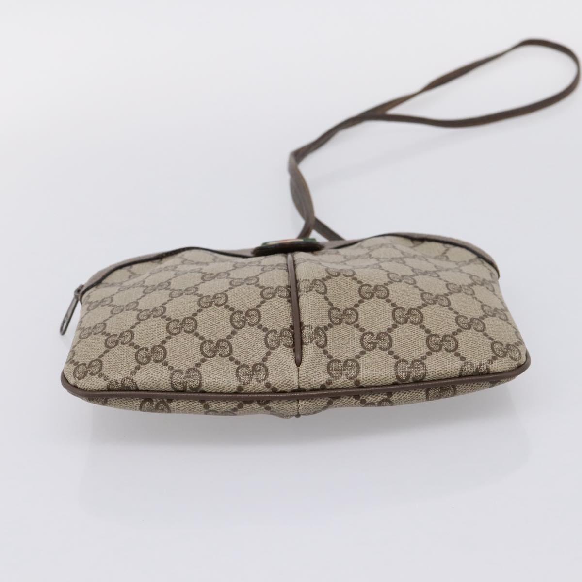 GUCCI GG Supreme Web Sherry Line Bag PVC Beige Gold 904 02 047 Auth ep16142
