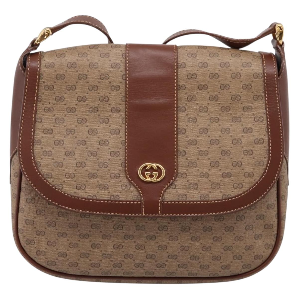 GUCCI Micro GG Supreme Shoulder Bag PVC Beige Gold 001 116 4425 Auth ep16145
