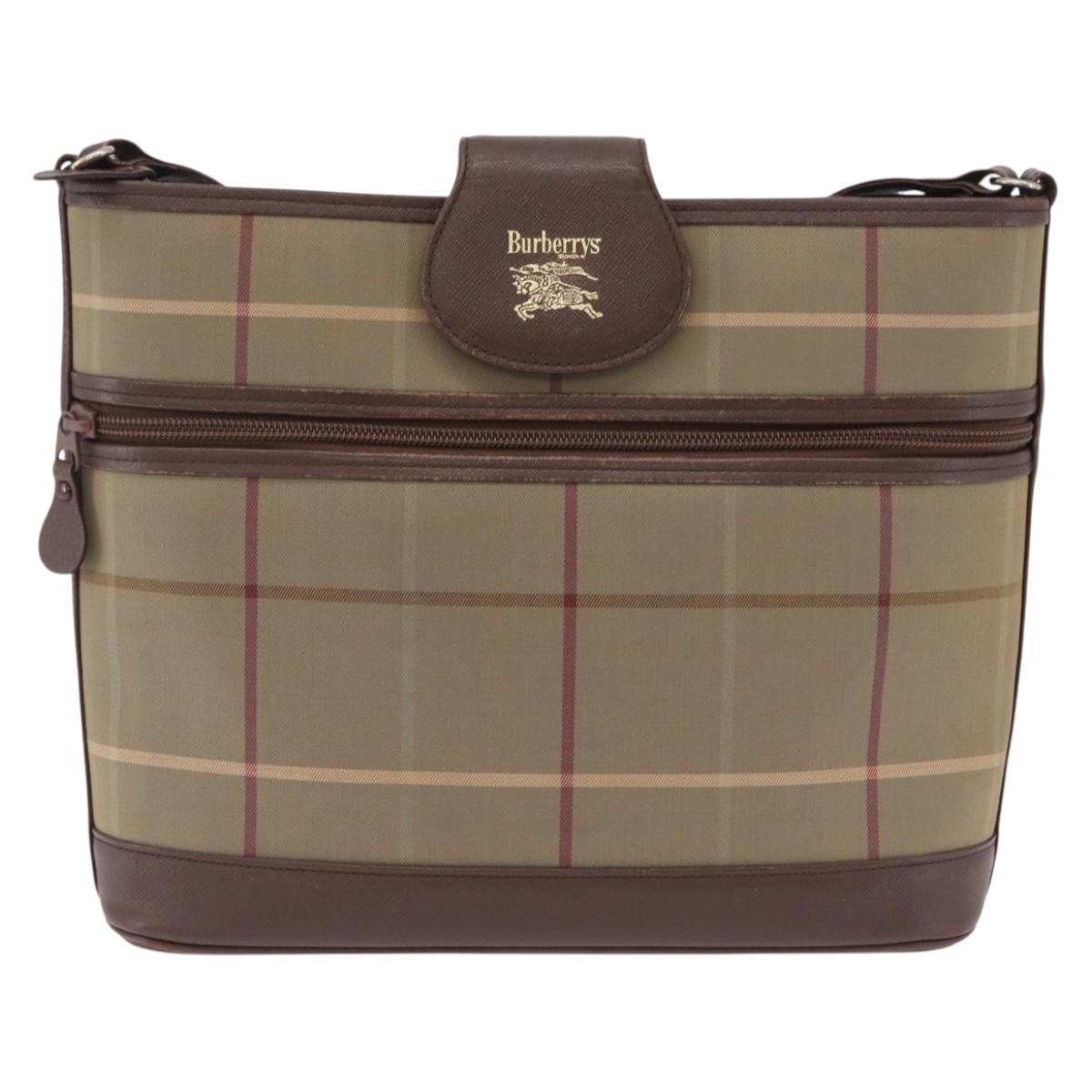 Burberrys Nova Check Shoulder Bag Canvas Beige Gold Auth ep16148
