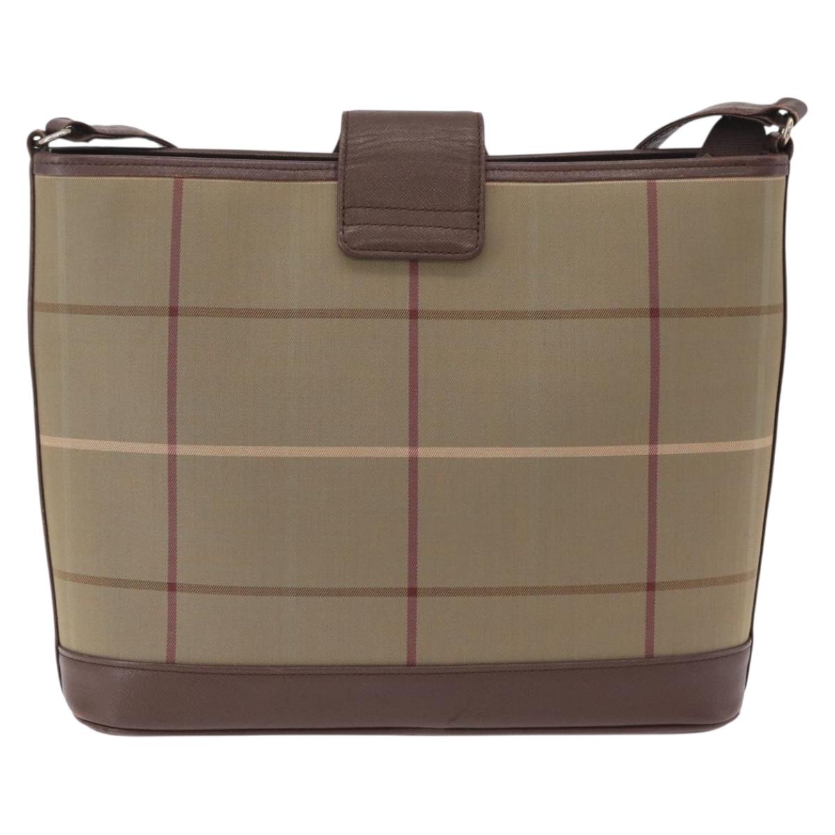 Burberrys Nova Check Shoulder Bag Canvas Beige Gold Auth ep16148