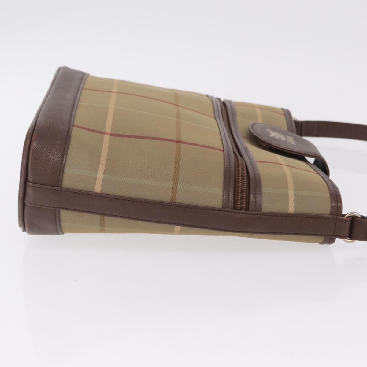 Burberrys Nova Check Shoulder Bag Canvas Beige Gold Auth ep16148