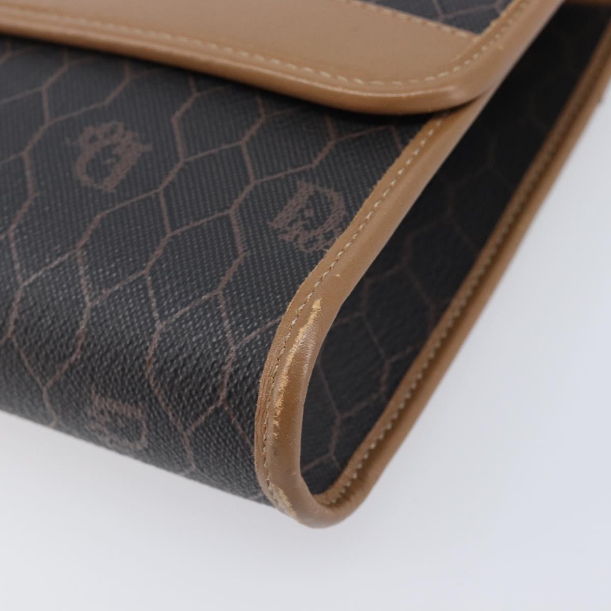 Christian Dior Honeycomb Canvas Chain Shoulder Bag PVC Black Gold Auth ep16153