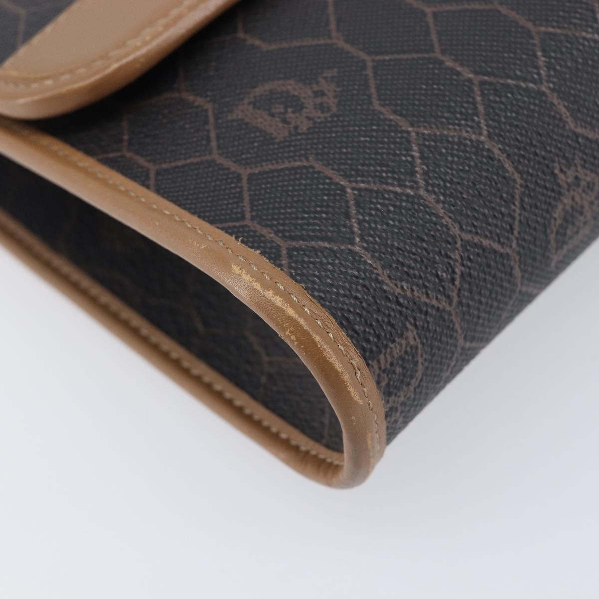 Christian Dior Honeycomb Canvas Chain Shoulder Bag PVC Black Gold Auth ep16153