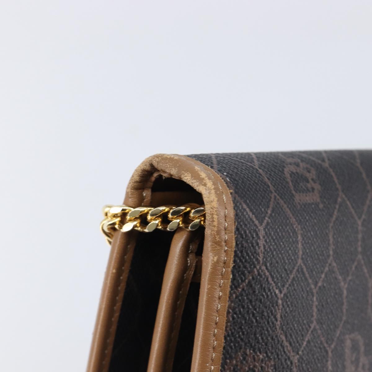 Christian Dior Honeycomb Canvas Chain Shoulder Bag PVC Black Gold Auth ep16153