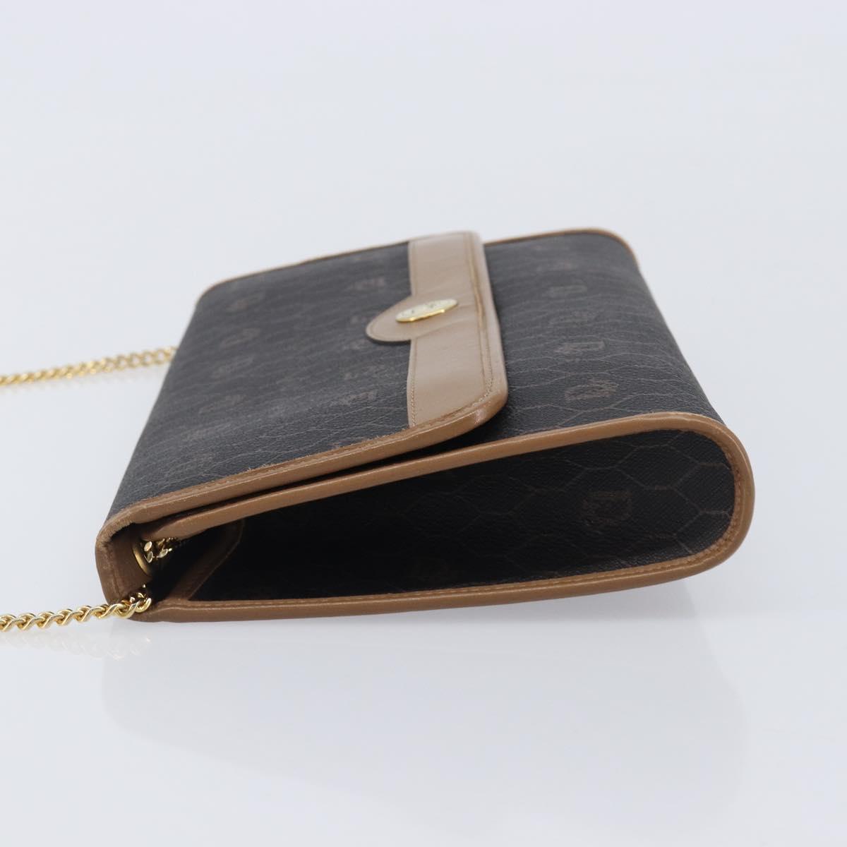 Christian Dior Honeycomb Canvas Chain Shoulder Bag PVC Black Gold Auth ep16153