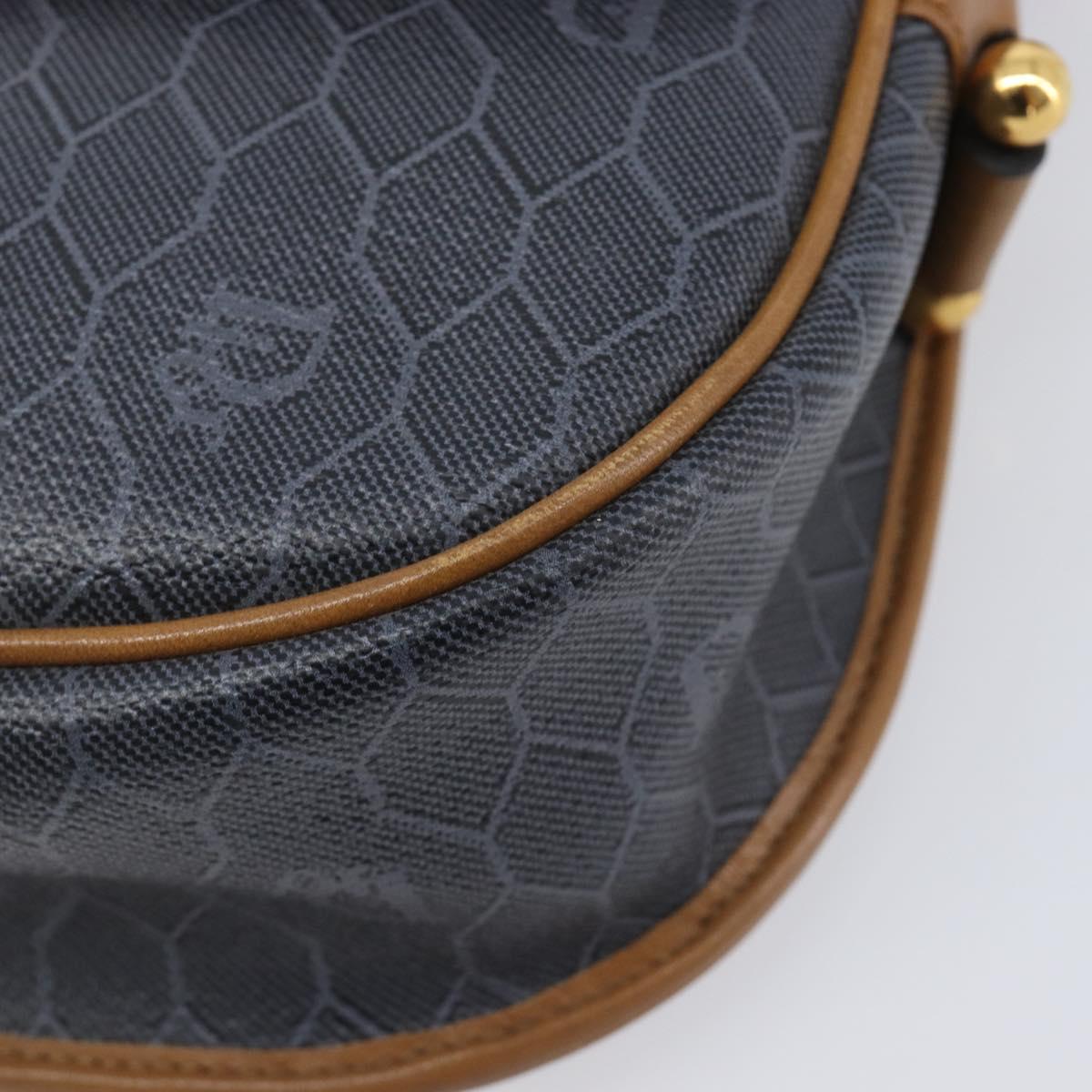 Christian Dior Honeycomb Canvas Shoulder Bag PVC Gold Blue Auth ep16154