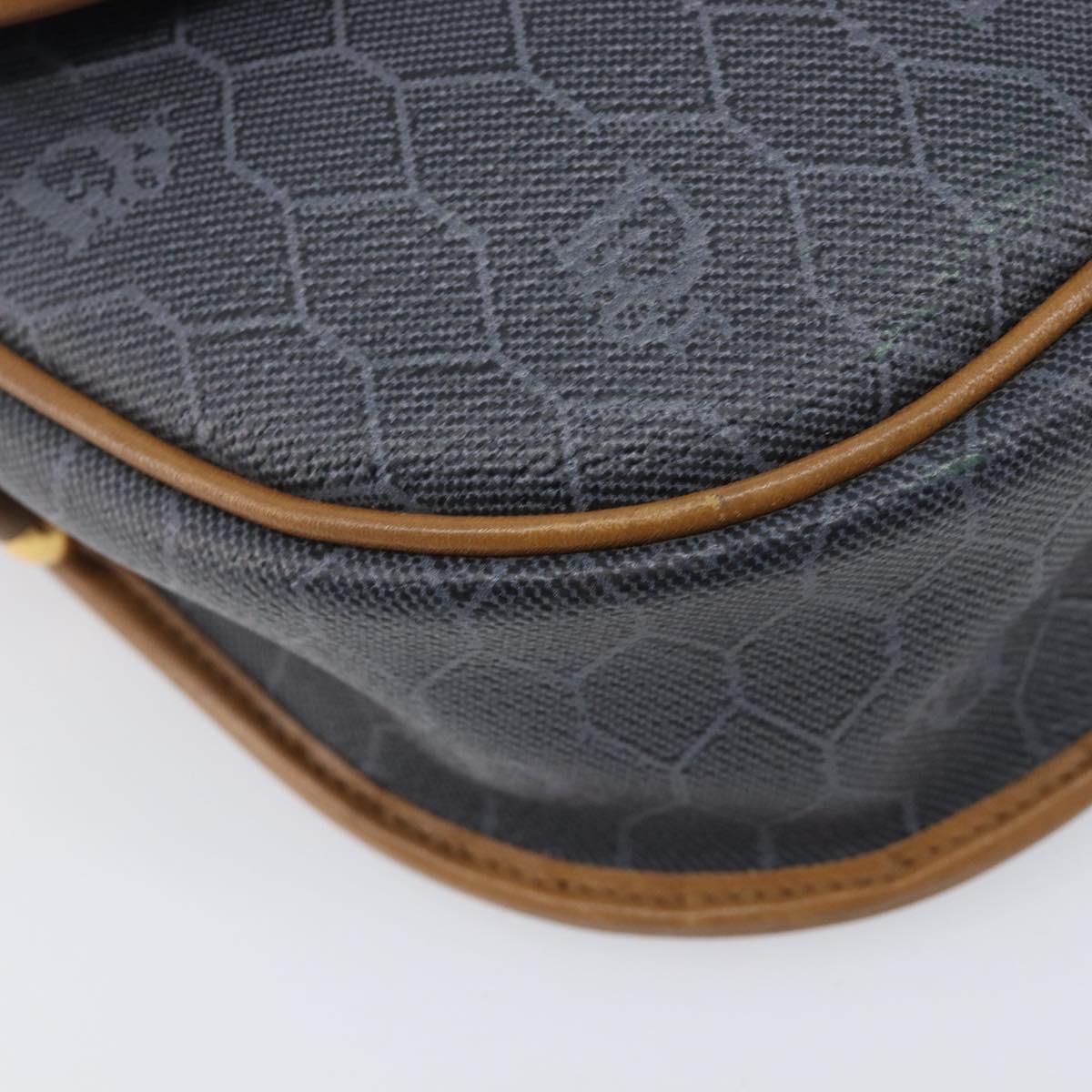 Christian Dior Honeycomb Canvas Shoulder Bag PVC Gold Blue Auth ep16154