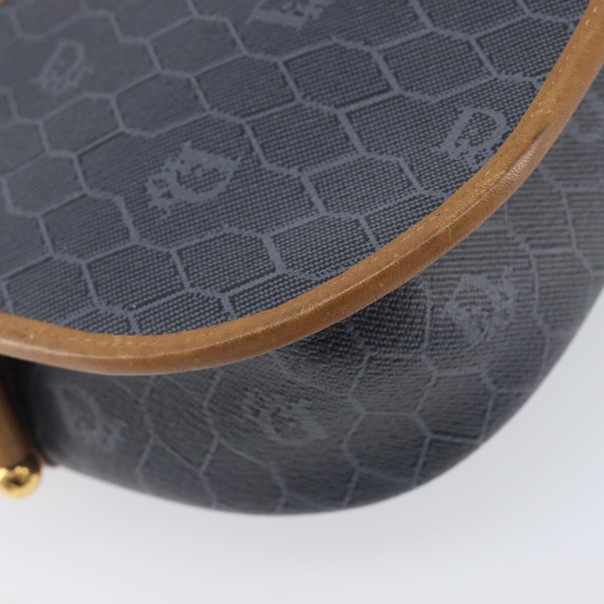 Christian Dior Honeycomb Canvas Shoulder Bag PVC Gold Blue Auth ep16154
