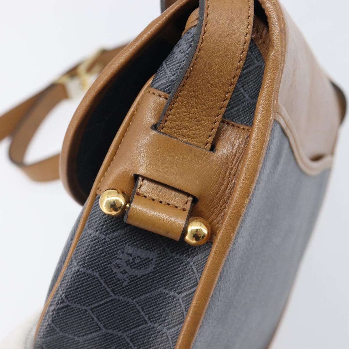 Christian Dior Honeycomb Canvas Shoulder Bag PVC Gold Blue Auth ep16154