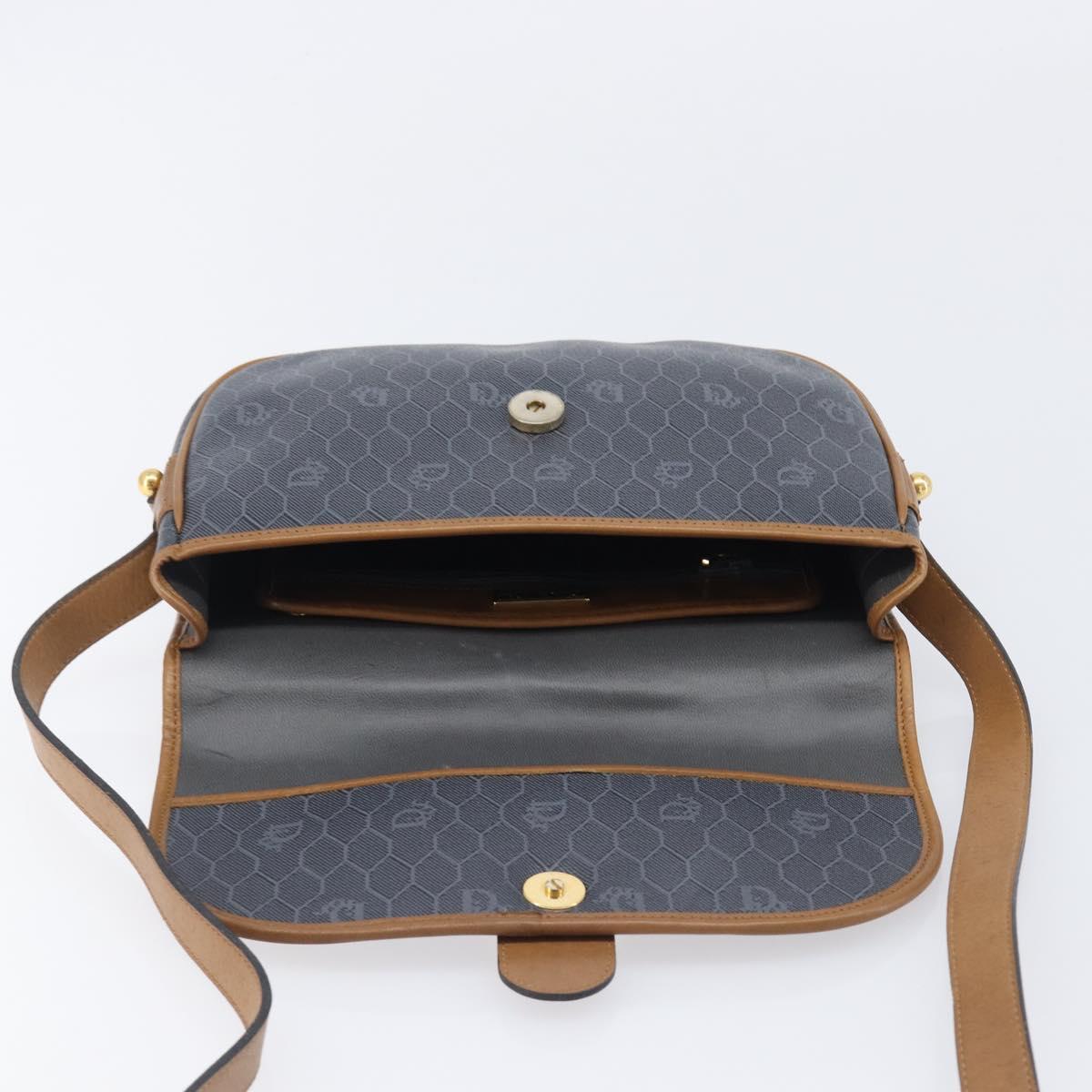 Christian Dior Honeycomb Canvas Shoulder Bag PVC Gold Blue Auth ep16154