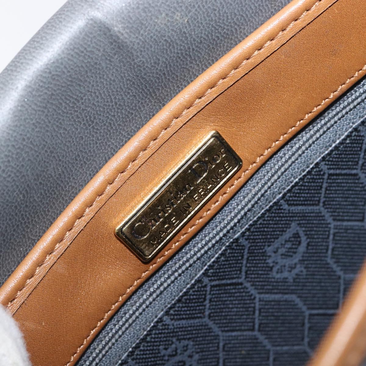 Christian Dior Honeycomb Canvas Shoulder Bag PVC Gold Blue Auth ep16154