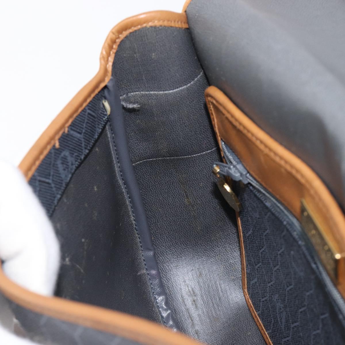 Christian Dior Honeycomb Canvas Shoulder Bag PVC Gold Blue Auth ep16154