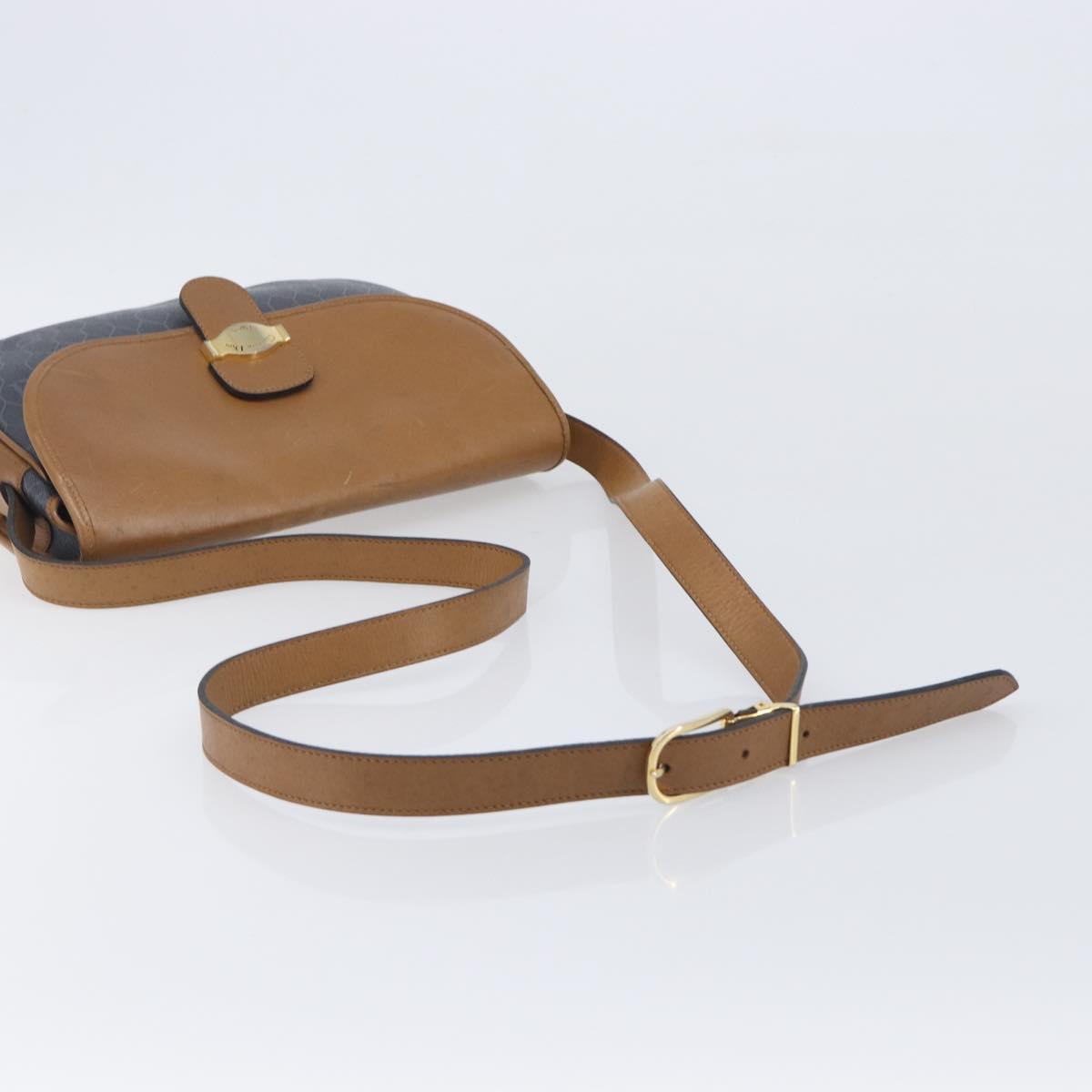 Christian Dior Honeycomb Canvas Shoulder Bag PVC Gold Blue Auth ep16154
