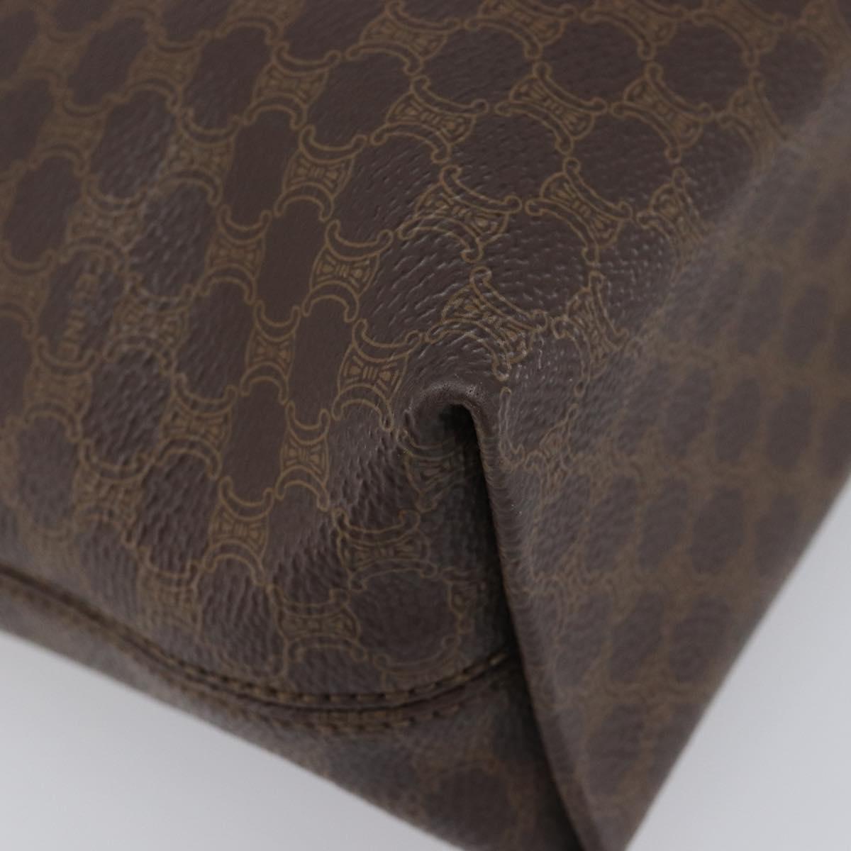 CELINE Macadam Canvas Hand Bag PVC Leather Brown Gold Auth ep16155