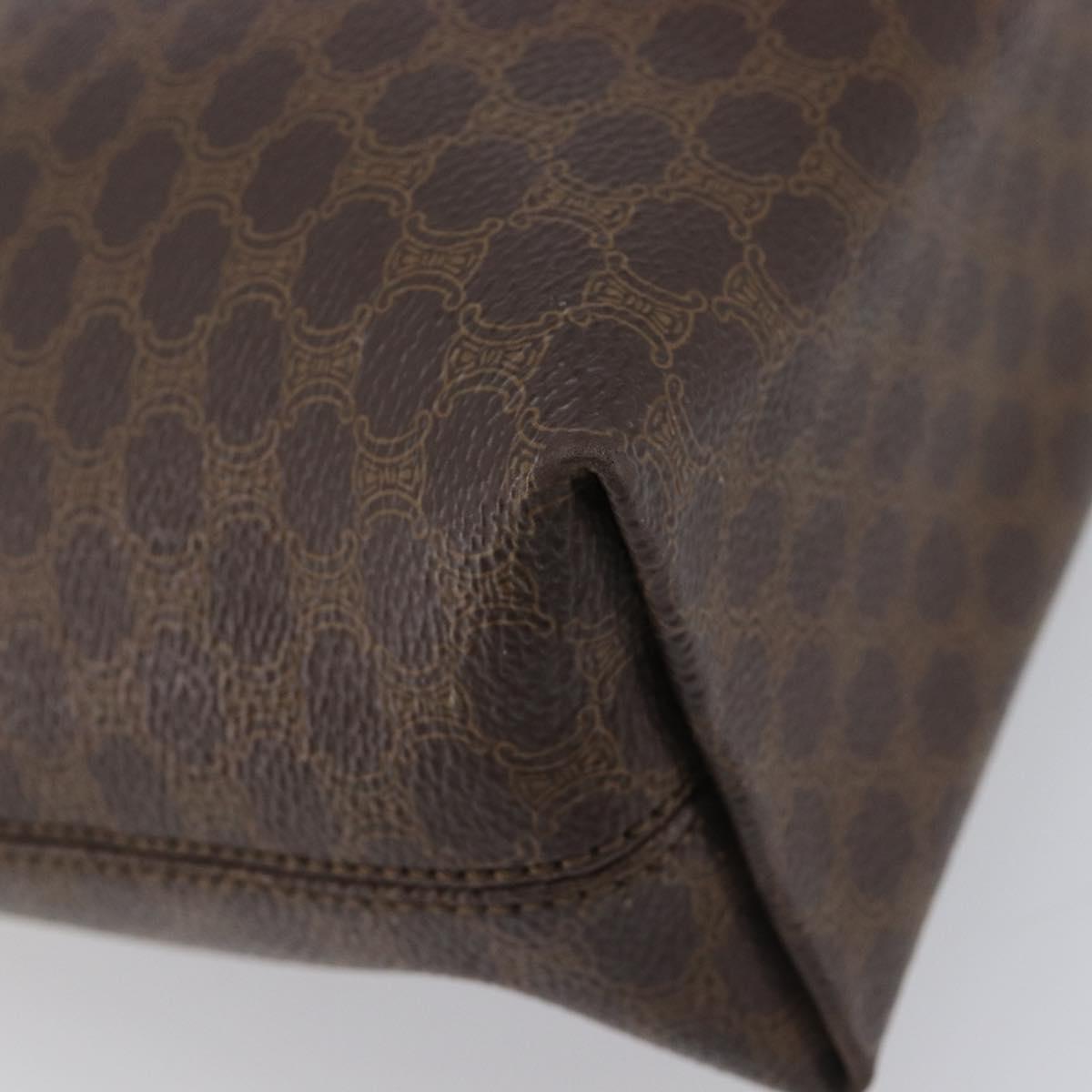 CELINE Macadam Canvas Hand Bag PVC Leather Brown Gold Auth ep16155