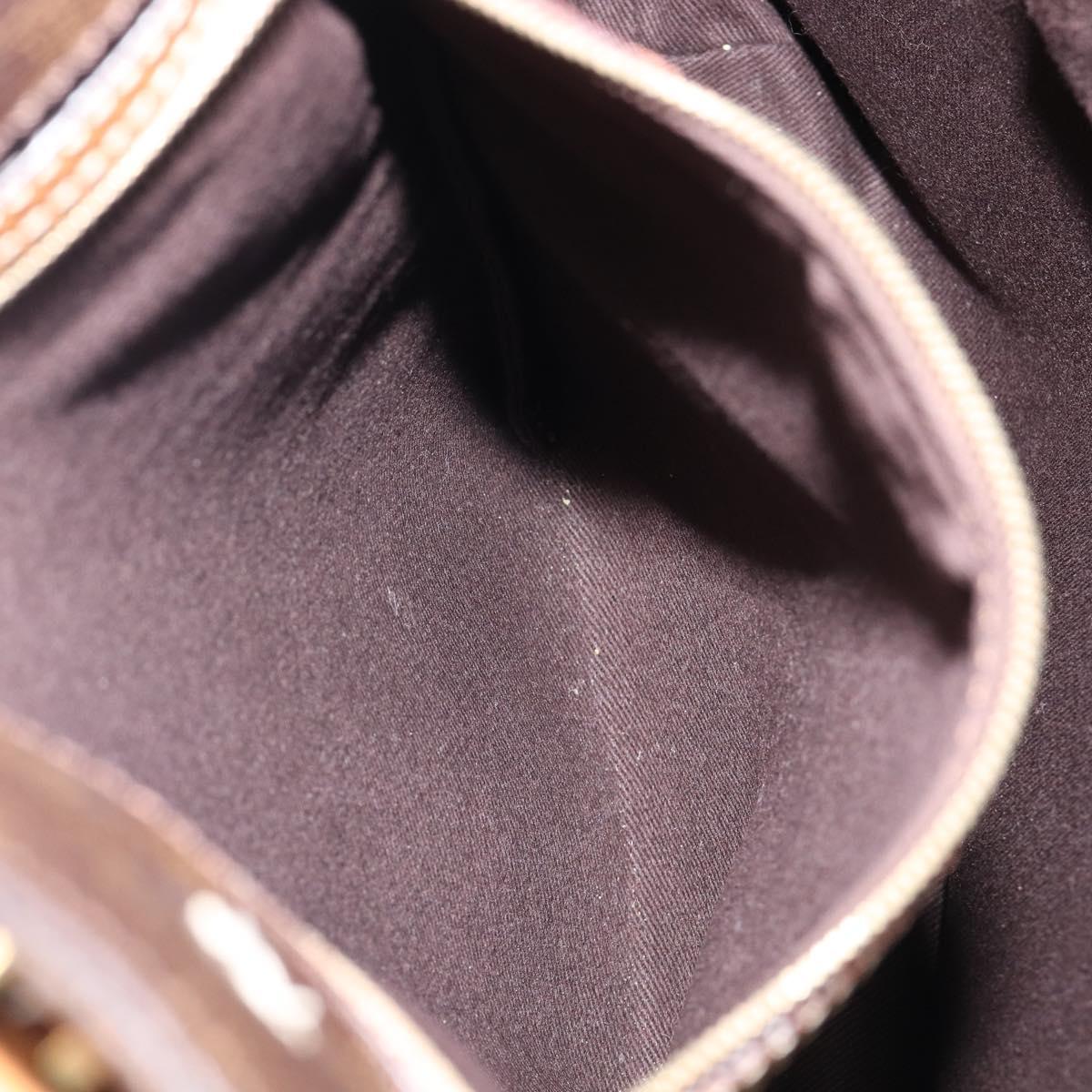 CELINE Macadam Canvas Hand Bag PVC Leather Brown Gold Auth ep16155