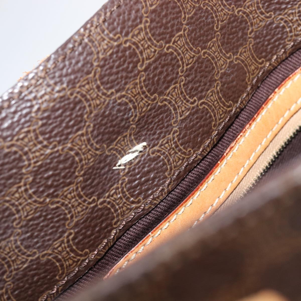 CELINE Macadam Canvas Hand Bag PVC Leather Brown Gold Auth ep16155