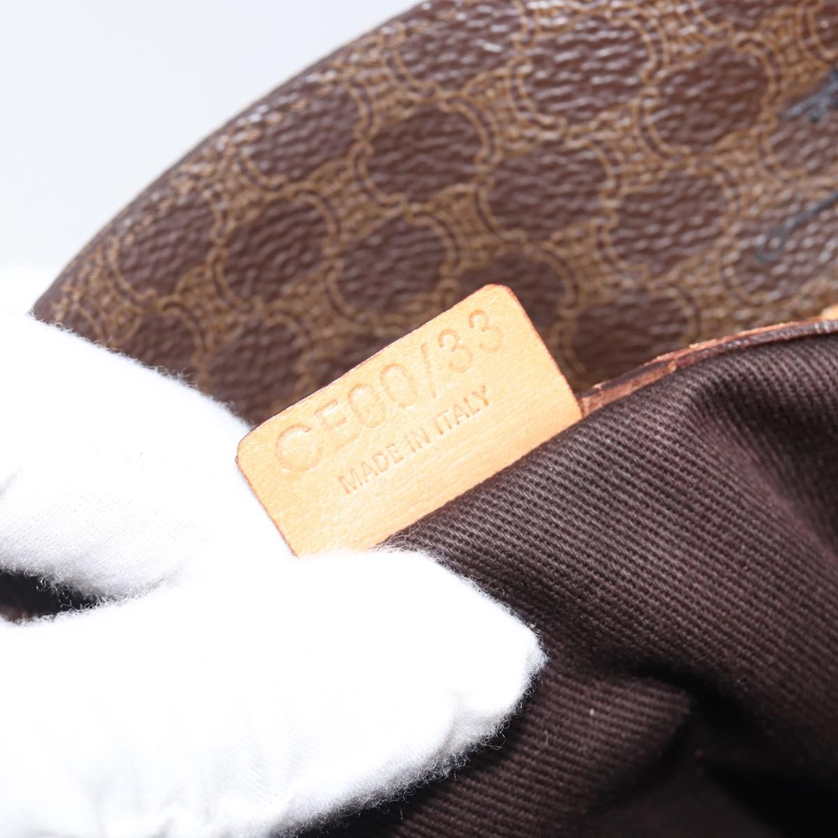 CELINE Macadam Canvas Hand Bag PVC Leather Brown Gold Auth ep16155